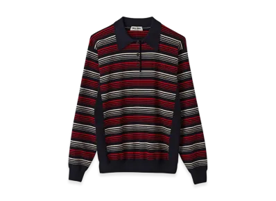 MIU MIU Women's Cotton Knit Polo Shirt "Navy"