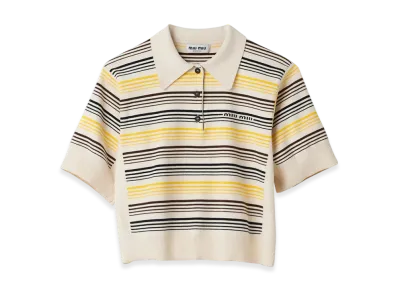 MIU MIU Women's Cotton Knit Polo Shirt "Ivory"