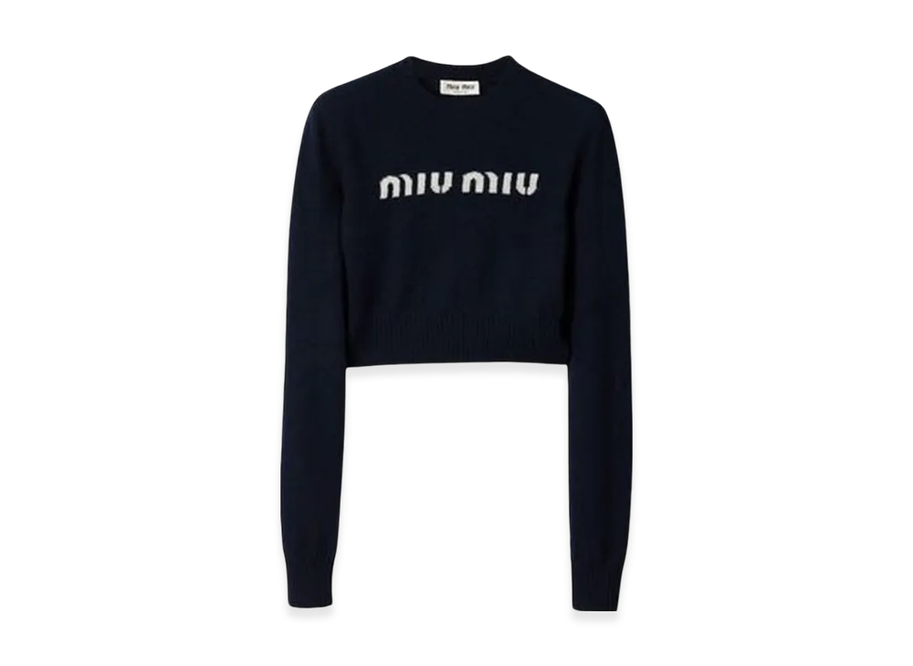 MIU MIU Women's Wool and Cashmere Sweater "Navy"