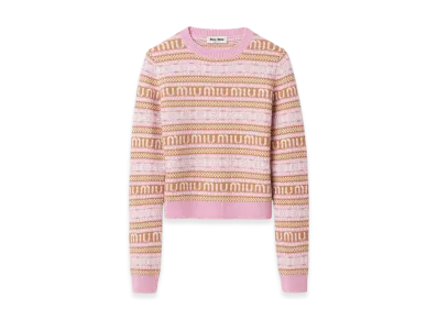 MIU MIU Women's Merino Wool Crewneck Sweater "Begonia Pink"