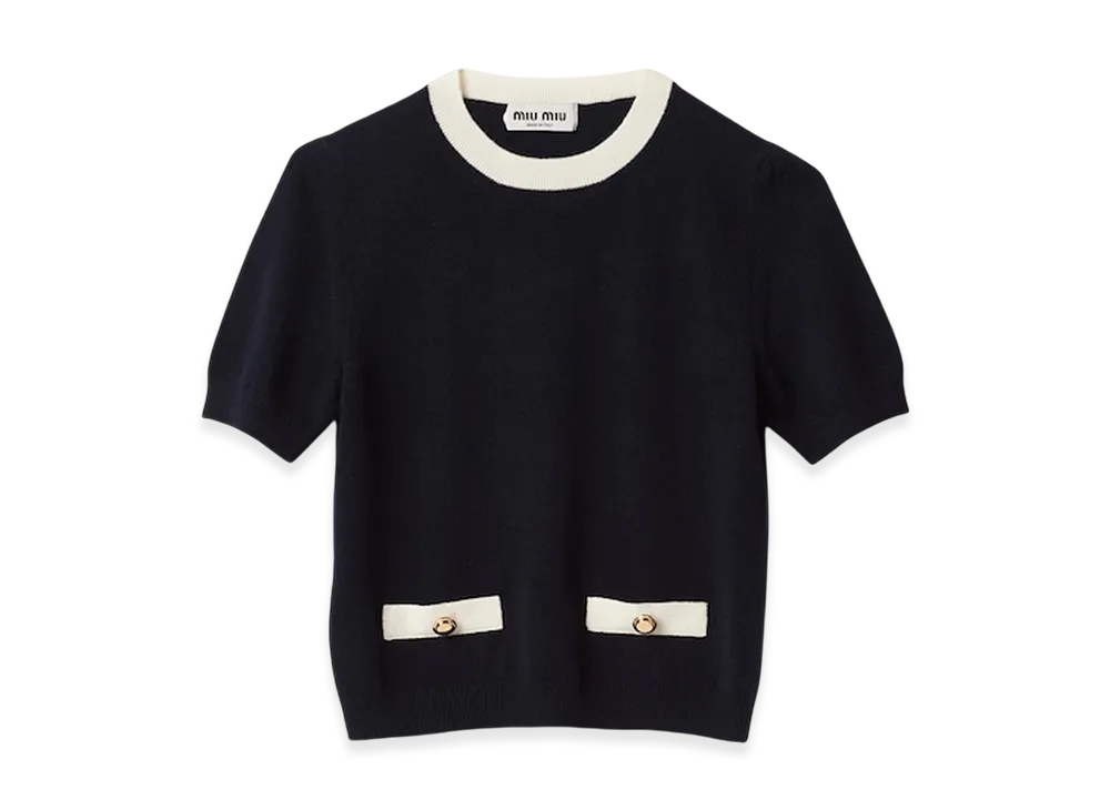 MIU MIU Women's Cashmere Sweater "Blue/White"