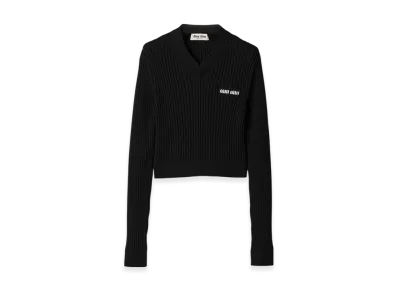 MIU MIU Women's Cropped Wool Sweater "Black"