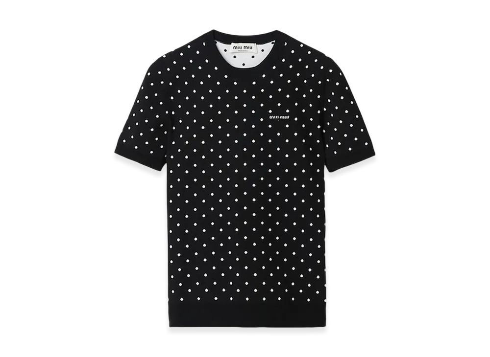 MIU MIU Women's Polka Dot Viscose Sweater "Black/White"