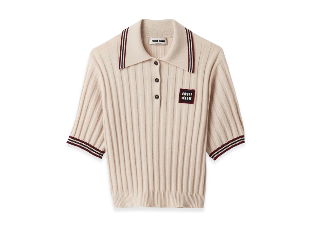 MIU MIU Women's Cashmere Knit Polo Shirt "Natural"
