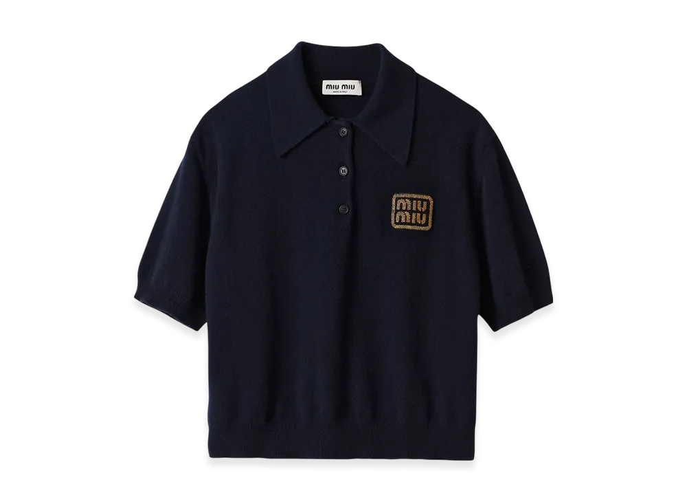 MIU MIU Women's Cashmere Knit Polo Shirt "Blue"