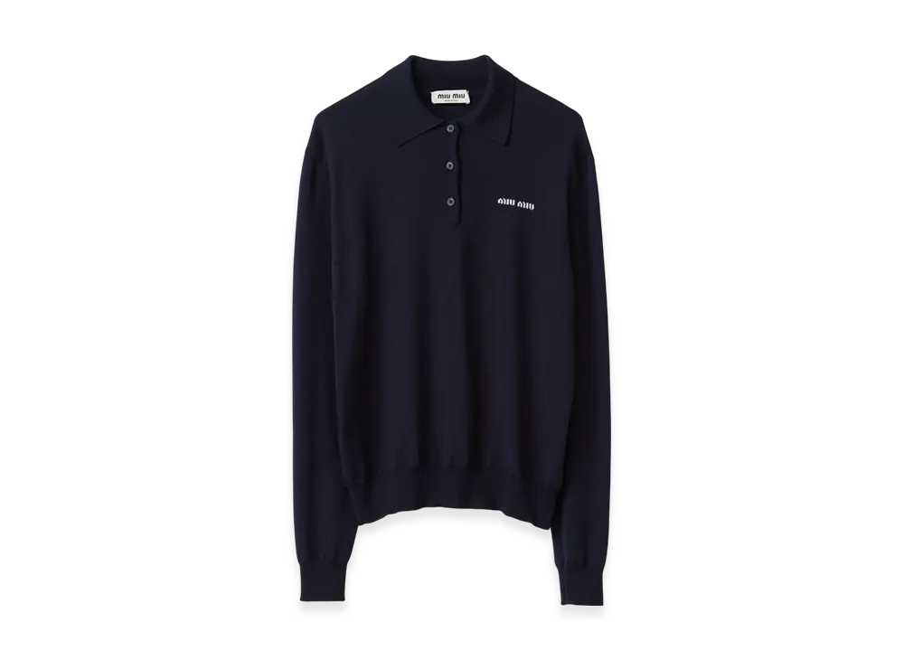 MIU MIU Wool Knit Polo Shirt "Blue"