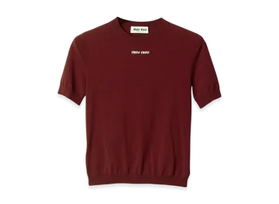 MIU MIU Women's Viscose Sweater "Amaranth Red/Maize Yellow"