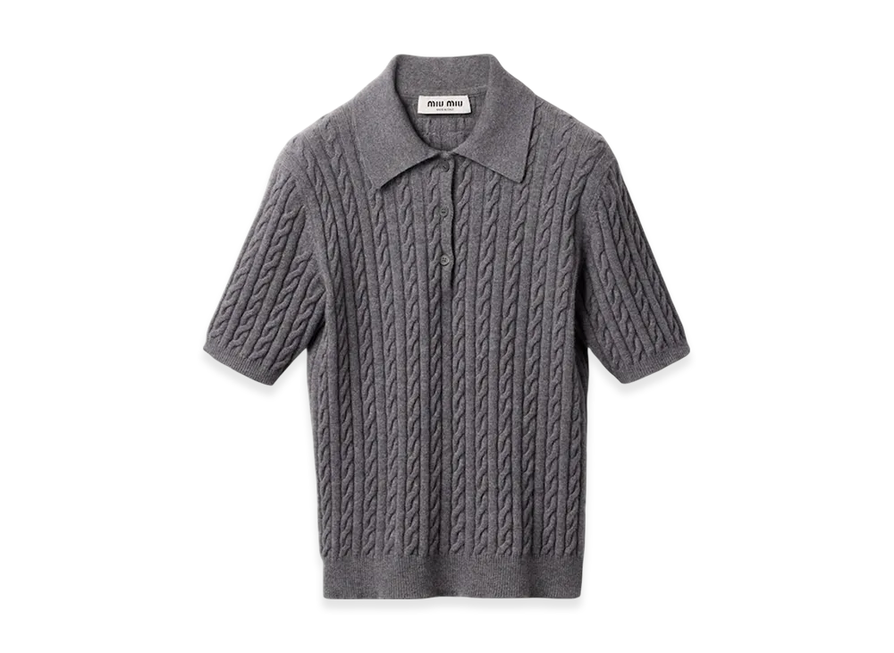 MIU MIU Women's Cashmere Polo Shirt "Steel Grey"