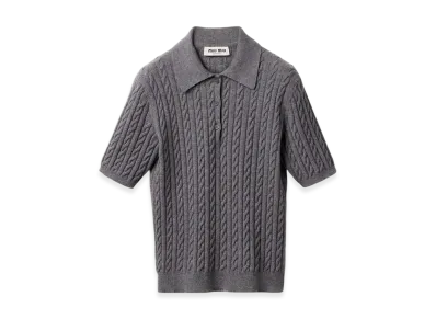 MIU MIU Women's Cashmere Polo Shirt "Steel Grey"
