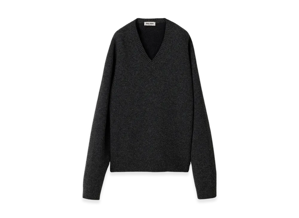 MIU MIU Women's Shetland V-Neck Jumper "Slate Gray"