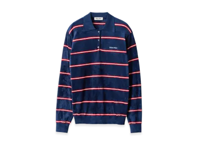 MIU MIU Striped Viscose Polo Shirt "Blue/Red"