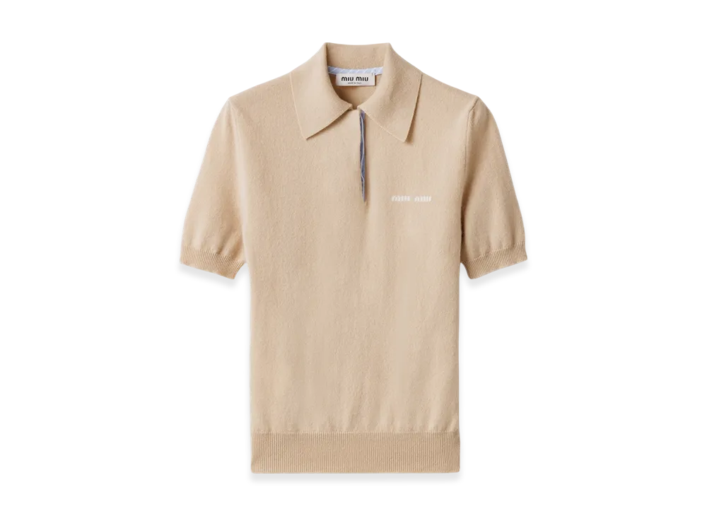 MIU MIU Women's Cashmere Polo Sweater "Albino White"