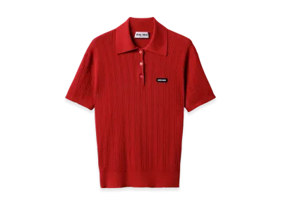 MIU MIU Women's Cashmere and Silk Polo Sweater "Red"