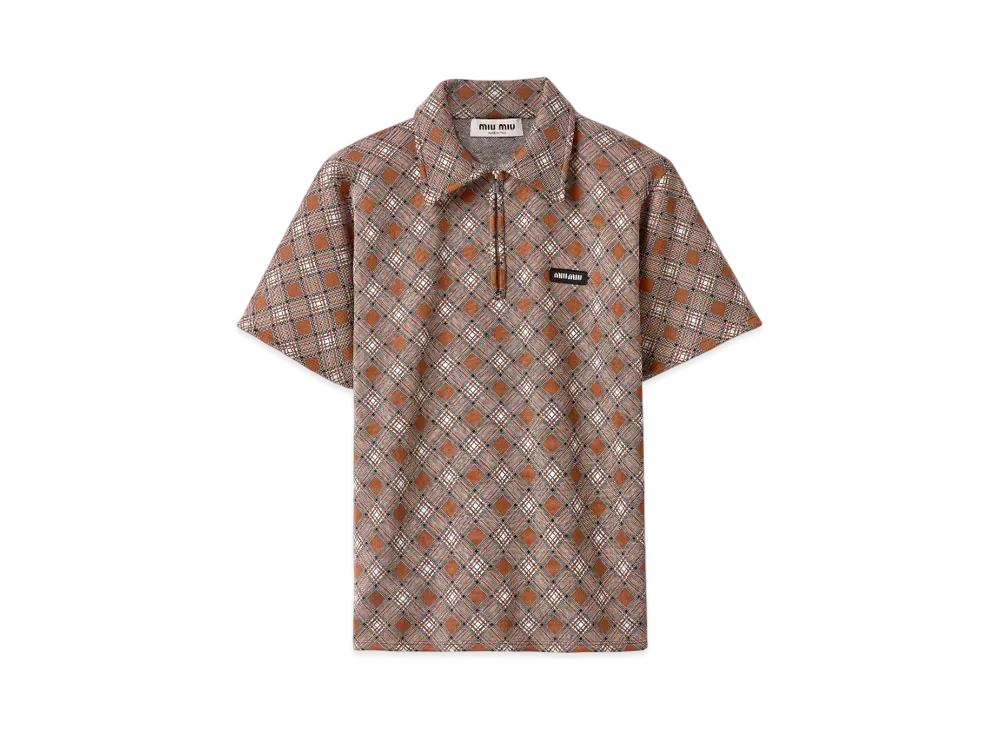 MIUMIU Women's Silk Knit Polo Shirt "Brown"