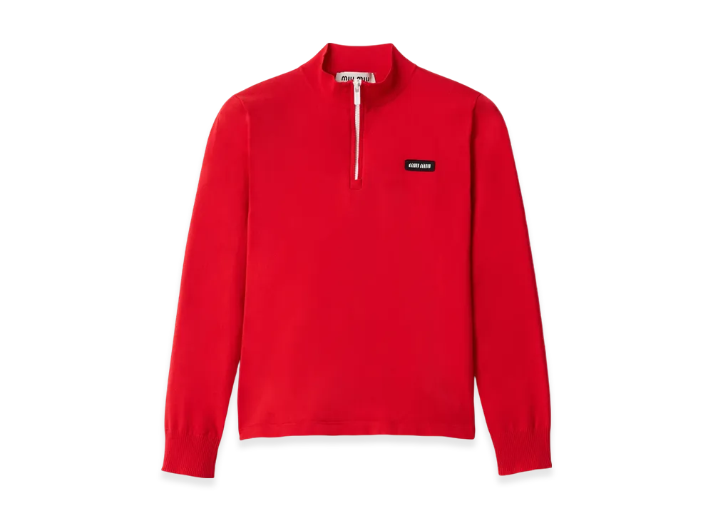 MIU MIU Women's Technical Yarn Sweater "Red"