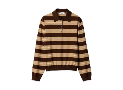 MIUMIU Women's Cotton Knit Polo Shirt "Cocoa Brown/Caramel"