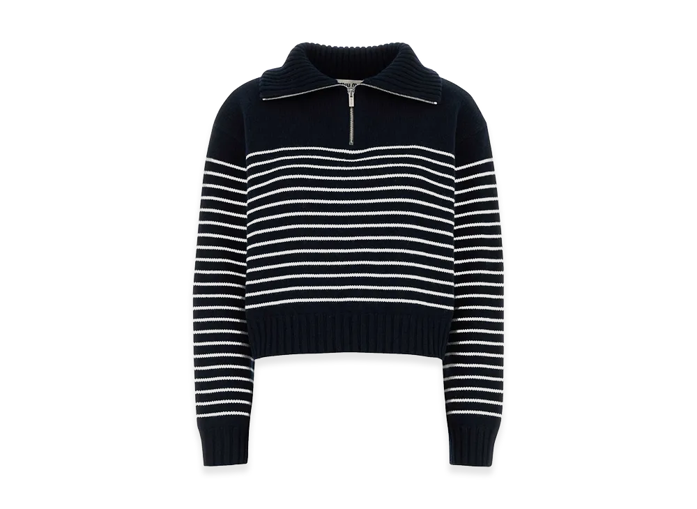 MIU MIU Women's Embroidered Cashmere Sweater "Dark Blue"
