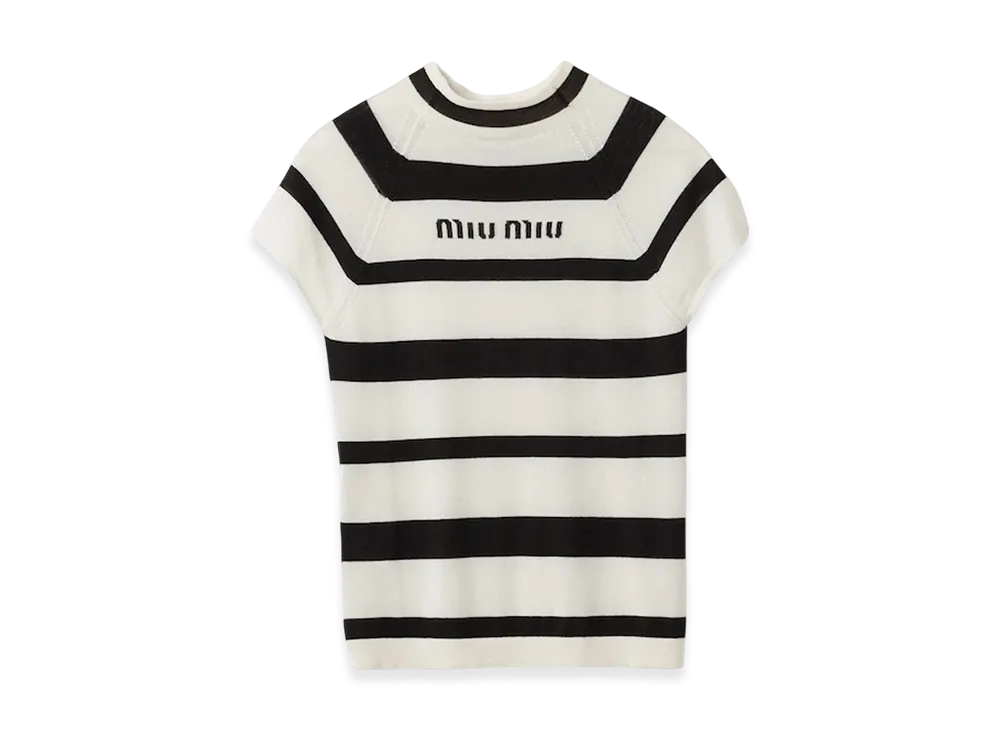 MIU MIU Women's Cashmere and Silk Turtleneck Sweater "White/Black"
