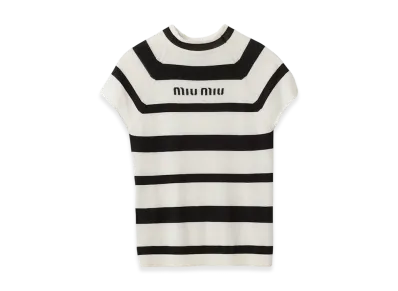 MIU MIU Women's Cashmere and Silk Turtleneck Sweater "White/Black"