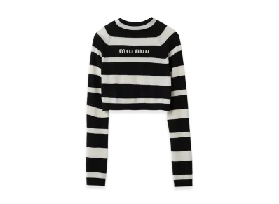 MIU MIU Women's Cashmere and Silk Turtleneck Sweater "Black/White"
