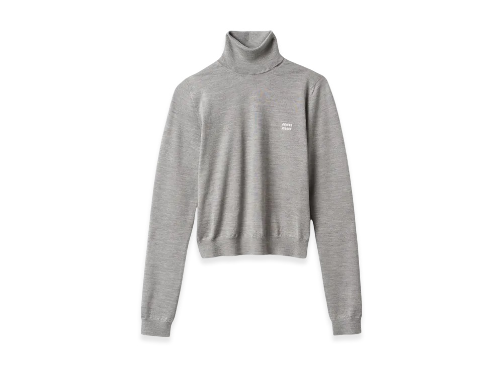 MIU MIU Women's Cashmere and Silk Sweater "Marble Grey"