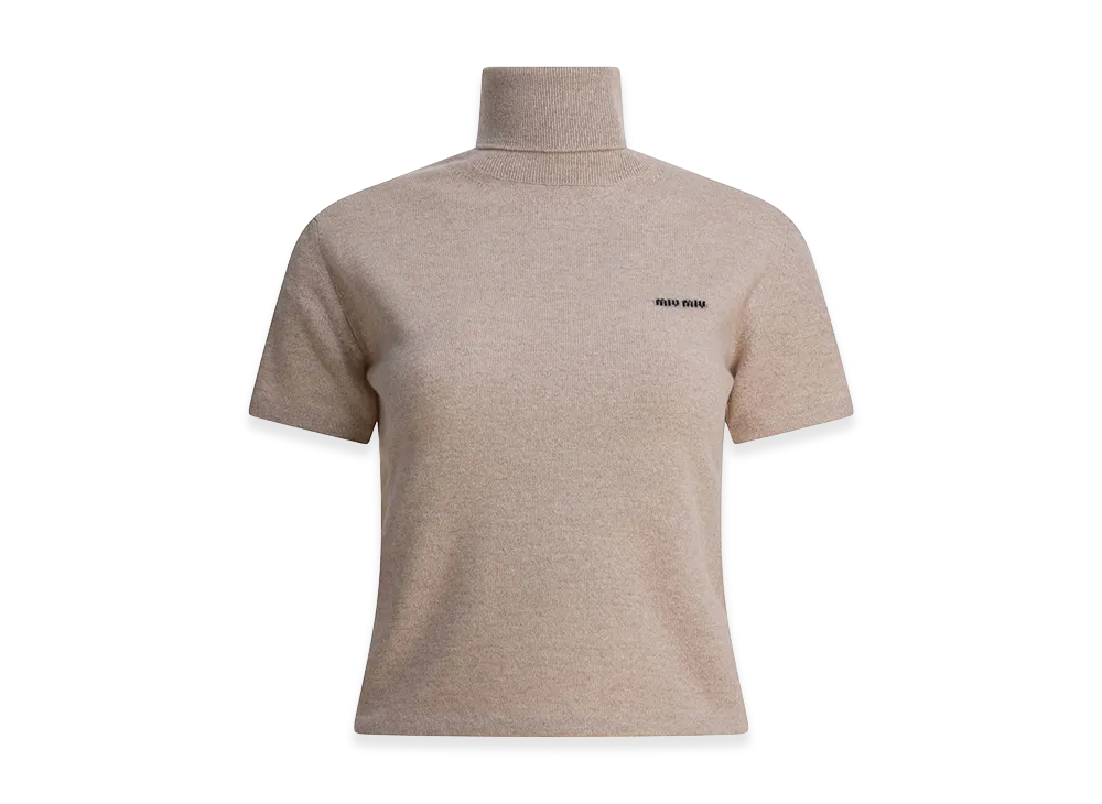 MIU MIU Women's Cashmere Turtleneck T-Shirt "Beige"