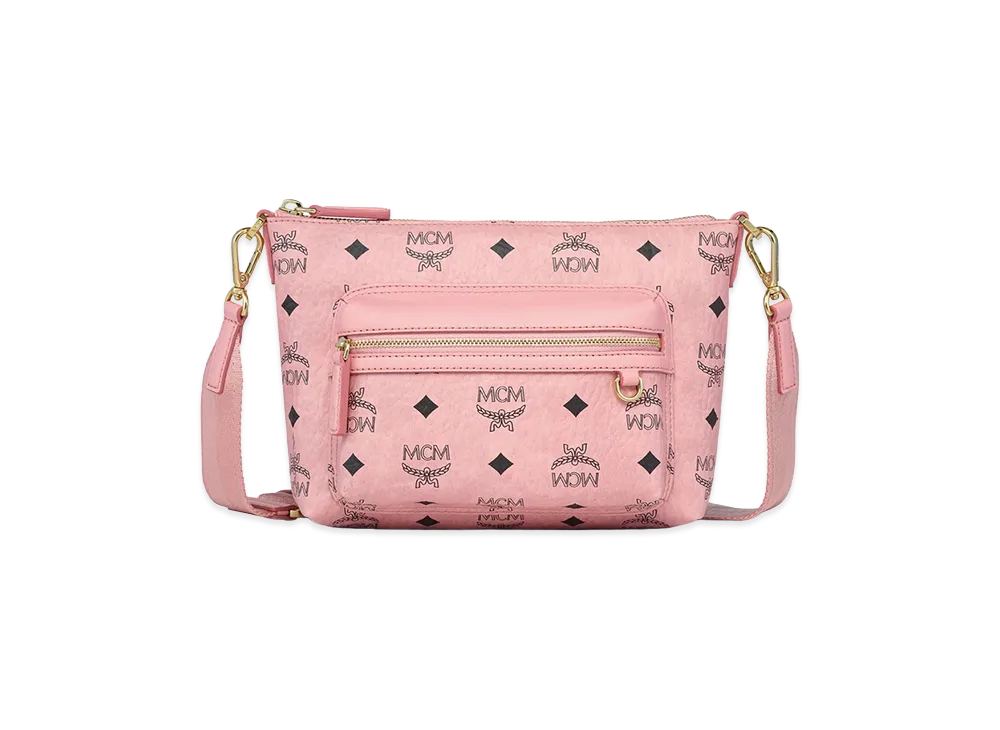 MCM Women's Printed Canvas Aren Crossbody Bag "Pink"