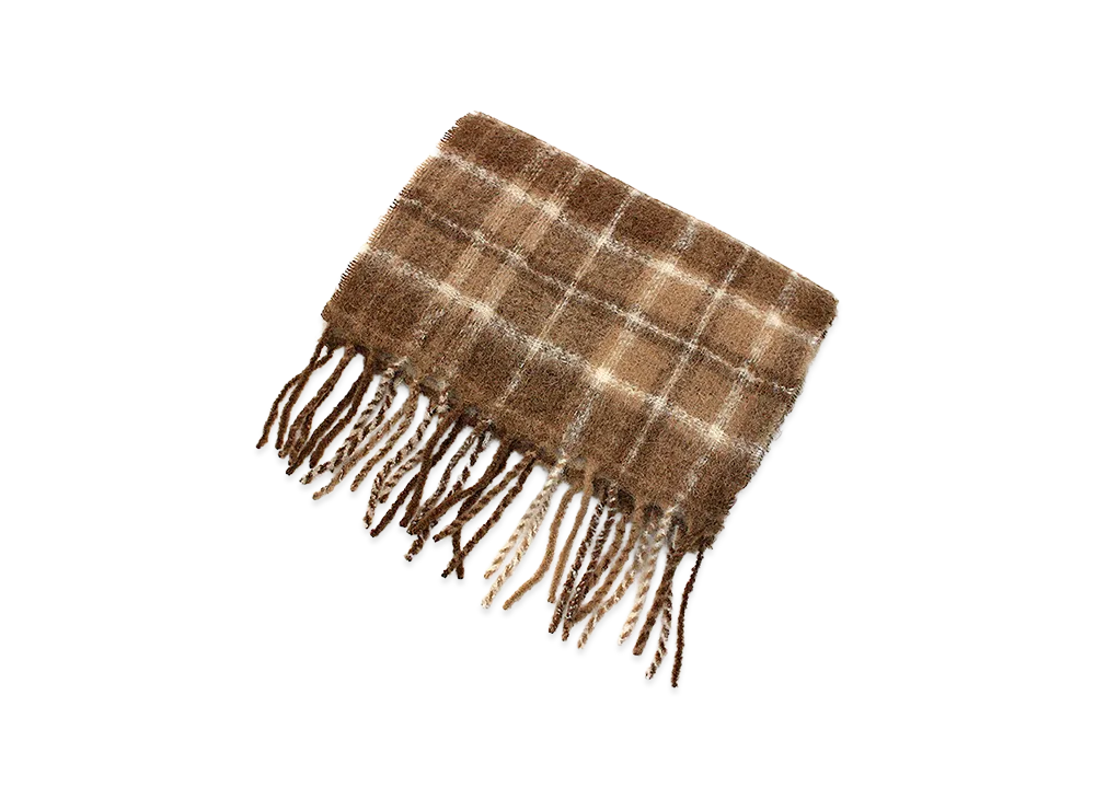 Max Mara Studio Women's Muffler Stole Alpaca Blend Check Pattern "Camel"