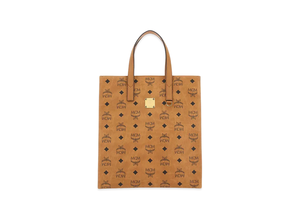 MCM Women's Printed Canvas Small Aren Shopping Bag "Brown"