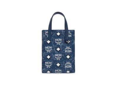 MCM Embroidered Canvas Aren Handbag "Blue"