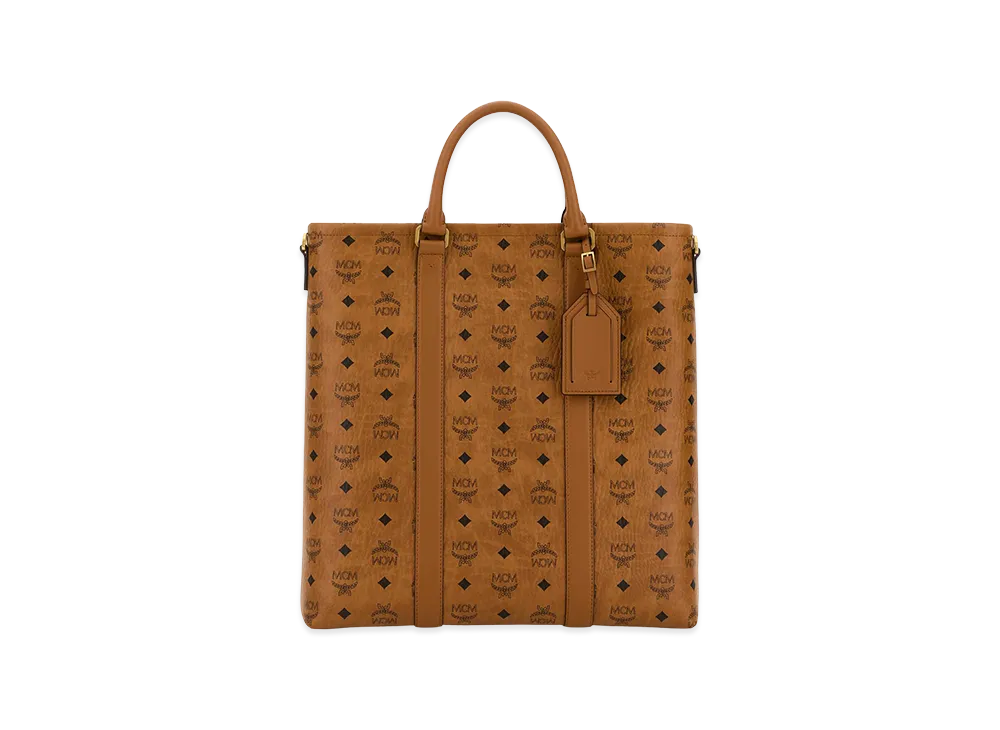 MCM Women's Printed Canvas Aren Shopping Bag "Brown"