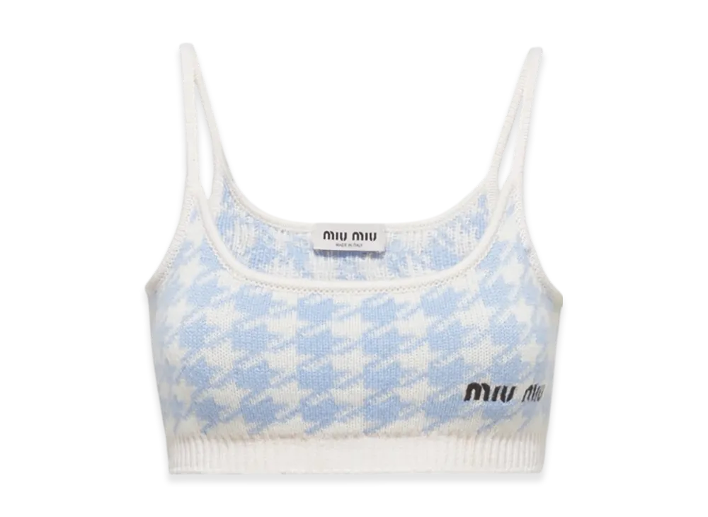 MIU MIU Women's Cashmere Top "White Astral Blue"