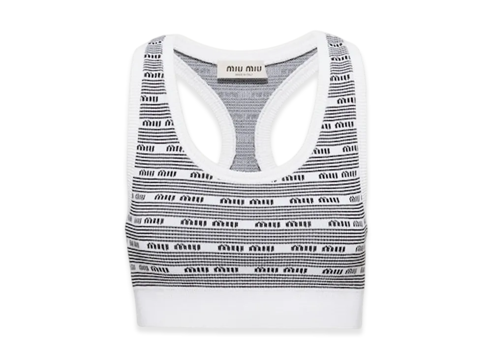 MIU MIU Women's Viscose Top "White/Black"