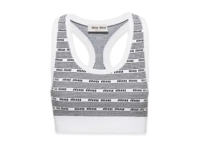 MIU MIU Women's Viscose Top "White/Black"