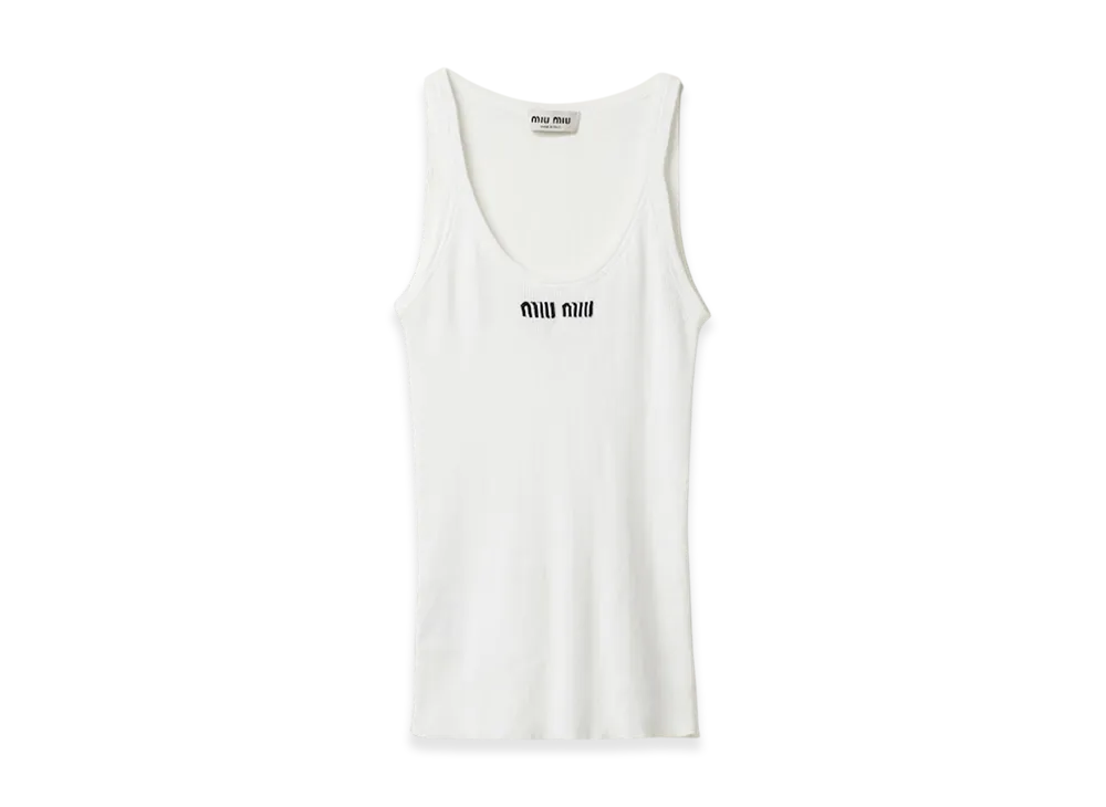 MIU MIU Women's Cotton Knit Tank Top "White"