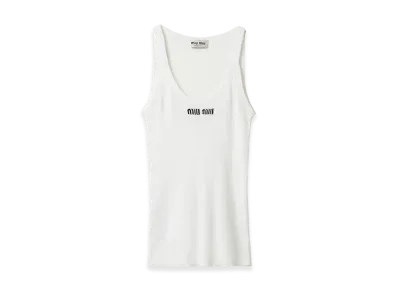 MIU MIU Women's Cotton Knit Tank Top "White"