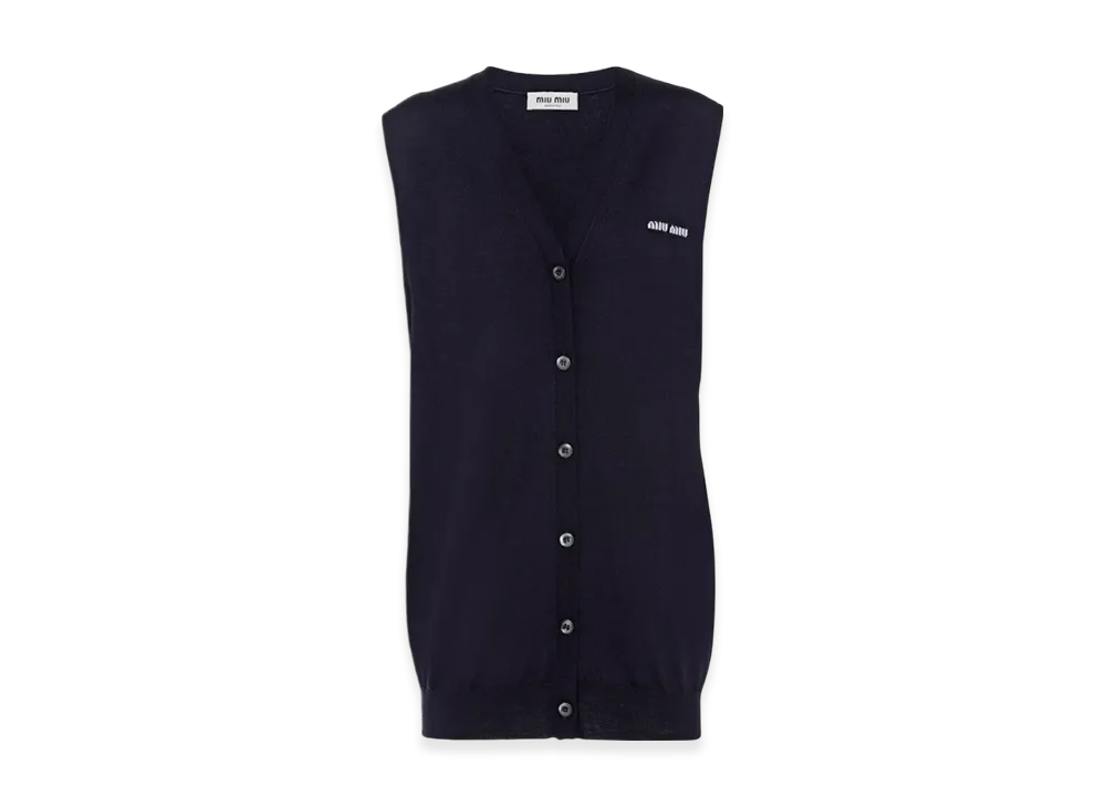 MIU MIU Women's Wool Sweater Vest "Blue"