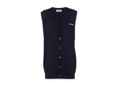 MIU MIU Women's Wool Sweater Vest "Blue"