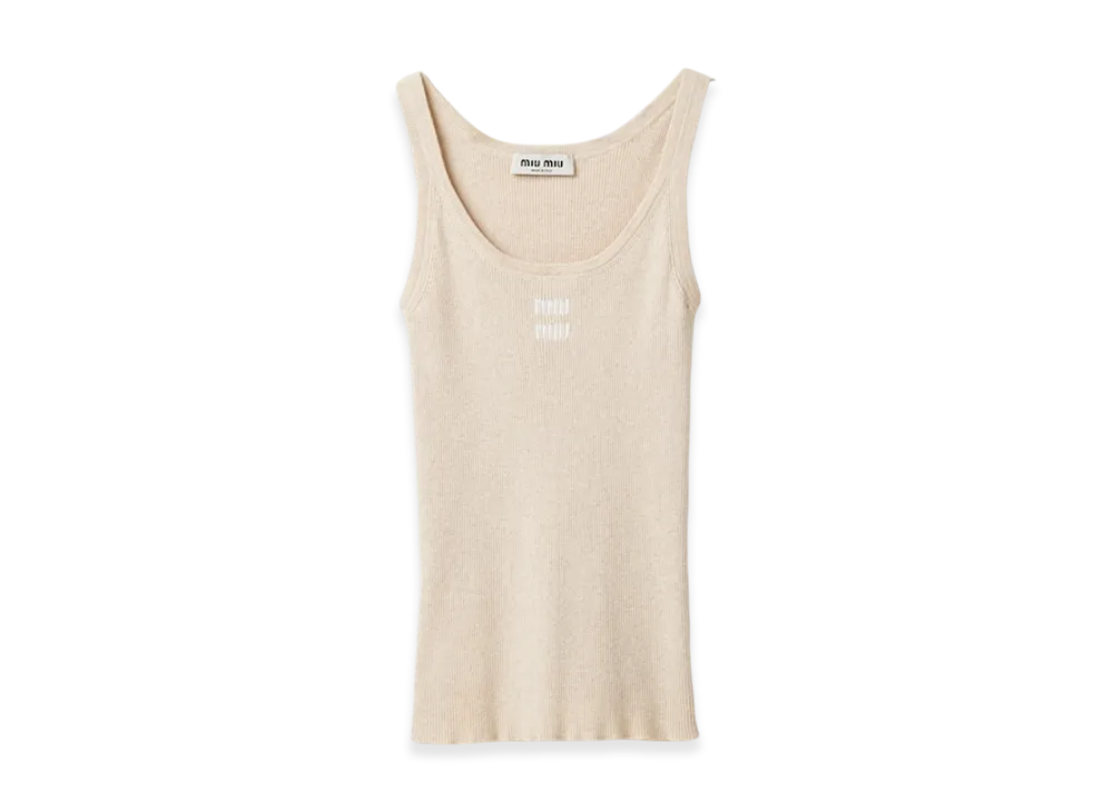 MIU MIU Women's Cotton Knit Tank Top "Ivory"