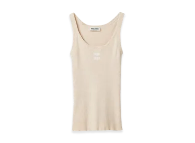 MIU MIU Women's Cotton Knit Tank Top "Ivory"