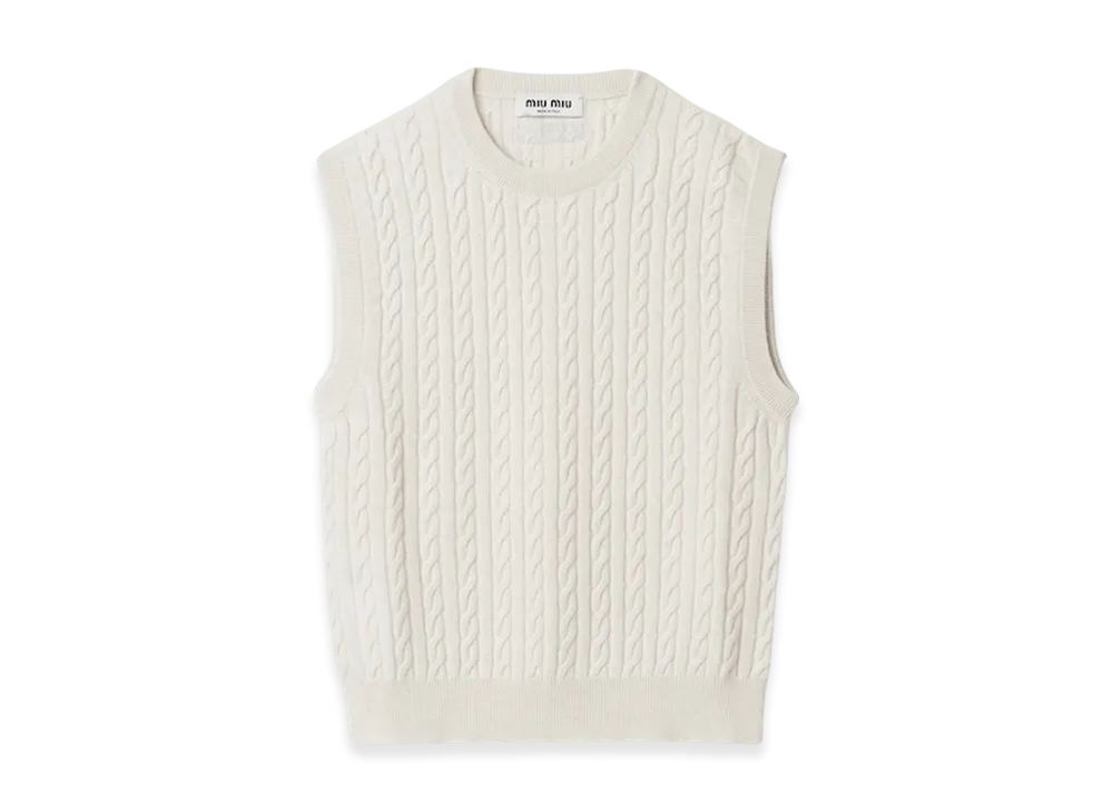 MIU MIU Women's Cashmere Knit Vest "Chalk White"