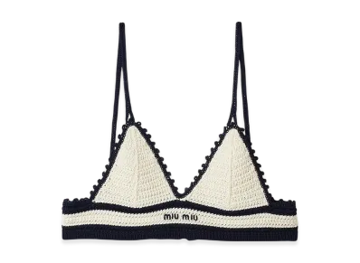 MIU MIU Women's Cotton Bralette "White/Blue"