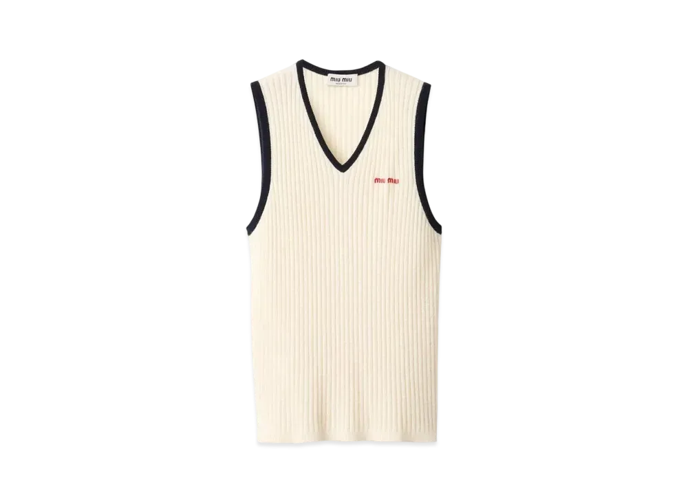 MIUMIU Cashmere Vest "Natural/Blue"