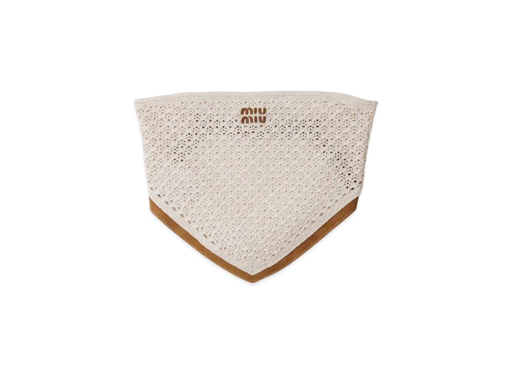 MIUMIU Women's Cotton and Suede Bandana Top "Natural"