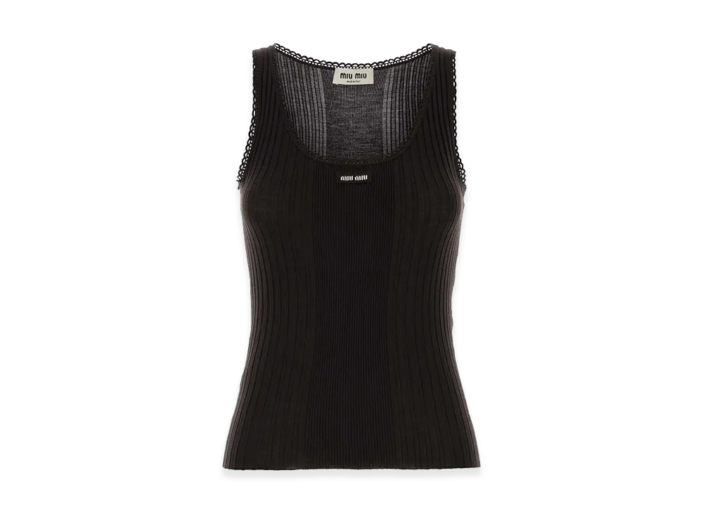 MIU MIU Women's Wool Tank Top "Dark Brown"