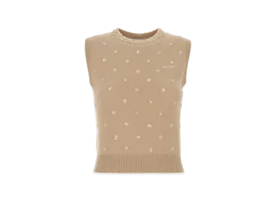 MIU MIU Women's Cashmere Vest "Sand Beige"