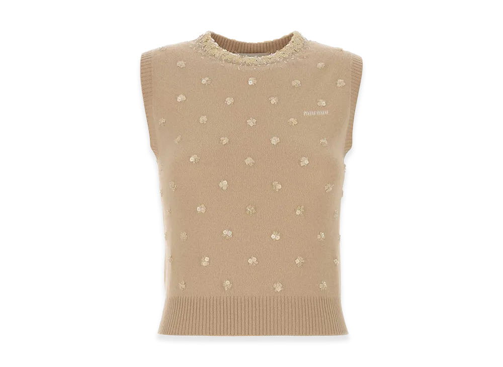 MIU MIU Women's Cashmere Vest "Beige"