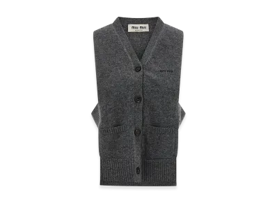 MIU MIU Women's Cardigan Vest With Open Sides "Gray"