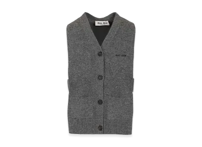 MIU MIU Women's Sleeveless Cardigan with Open Sides "Gray"
