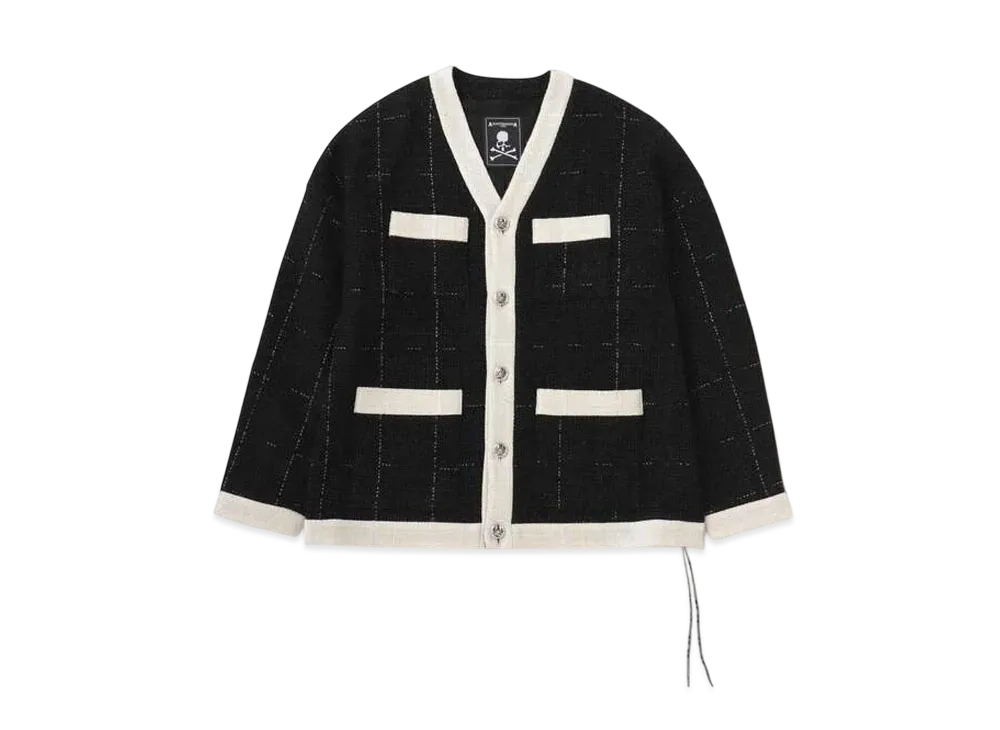 mastermind WORLD Tweed Cardigan "Black White"